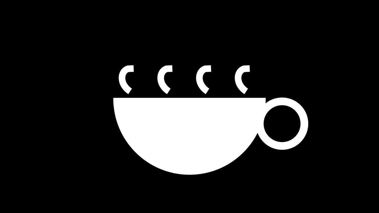 는 뜨거운 음료 커피 차 애니메이션 루프, 검은색 배경