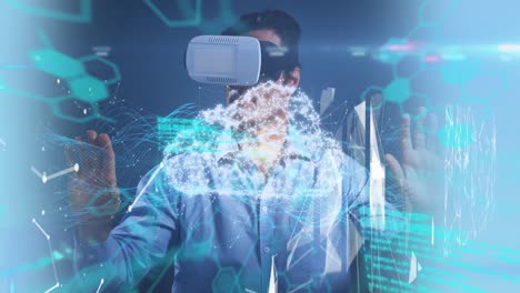 vídeo de composición digital de la interfaz digital médica contra el equipo de médicos que utilizan la computadora