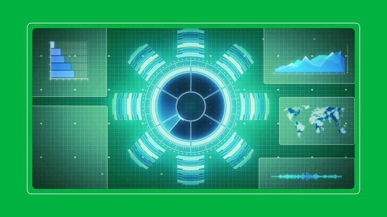 Animation of scope scanning and data processing on digital screens