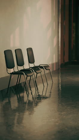 three black chairs in a waiting room