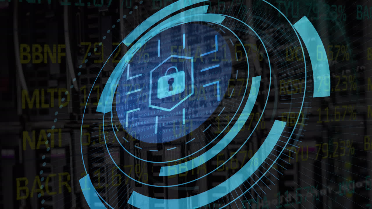 animación del escaneo del alcance sobre el procesamiento de datos financieros sobre un fondo negro