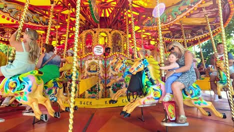 joyful carousel ride at a london funfair