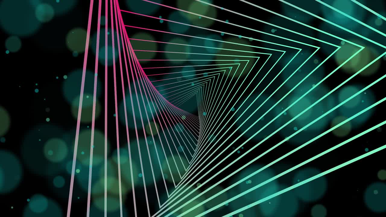 Digital shapes with colorful gradient and bokeh background.