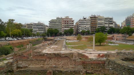 ruins of ancient agora square in thessaloniki