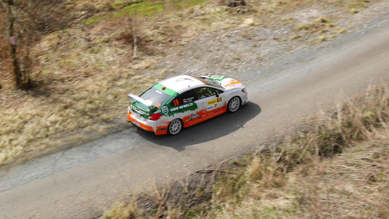 Rally car on a rural road