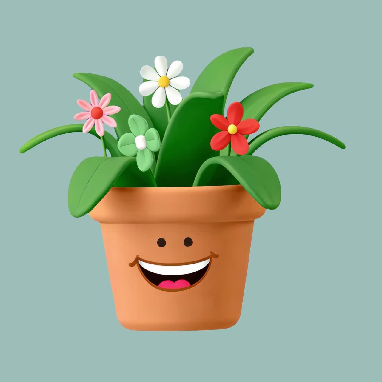 Cheerful potted plant illustration animation isolated asset, transparent 4K video, alpha channel
