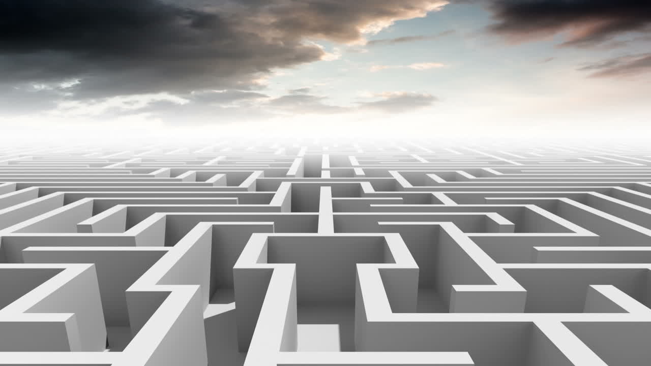 tomada aérea de un laberinto complicado