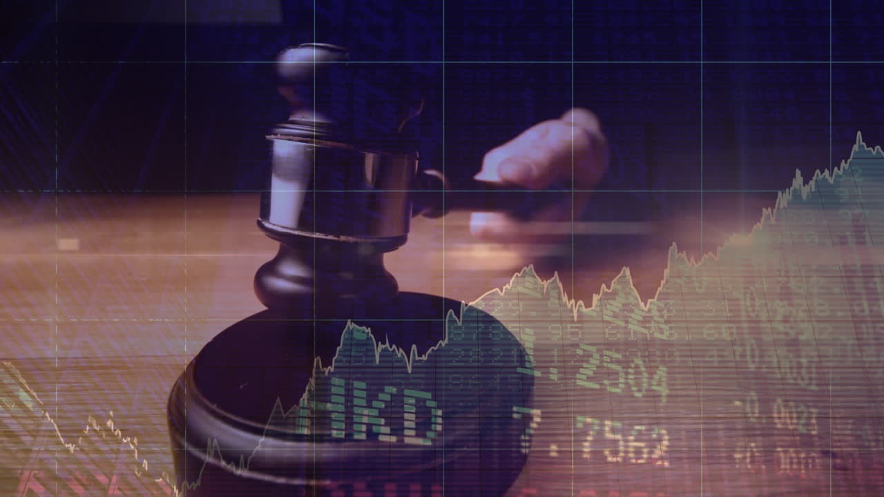 Animation of statistics processing over auctioneer's hammer