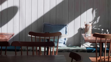 cozy cafe corner with natural light and shadow play