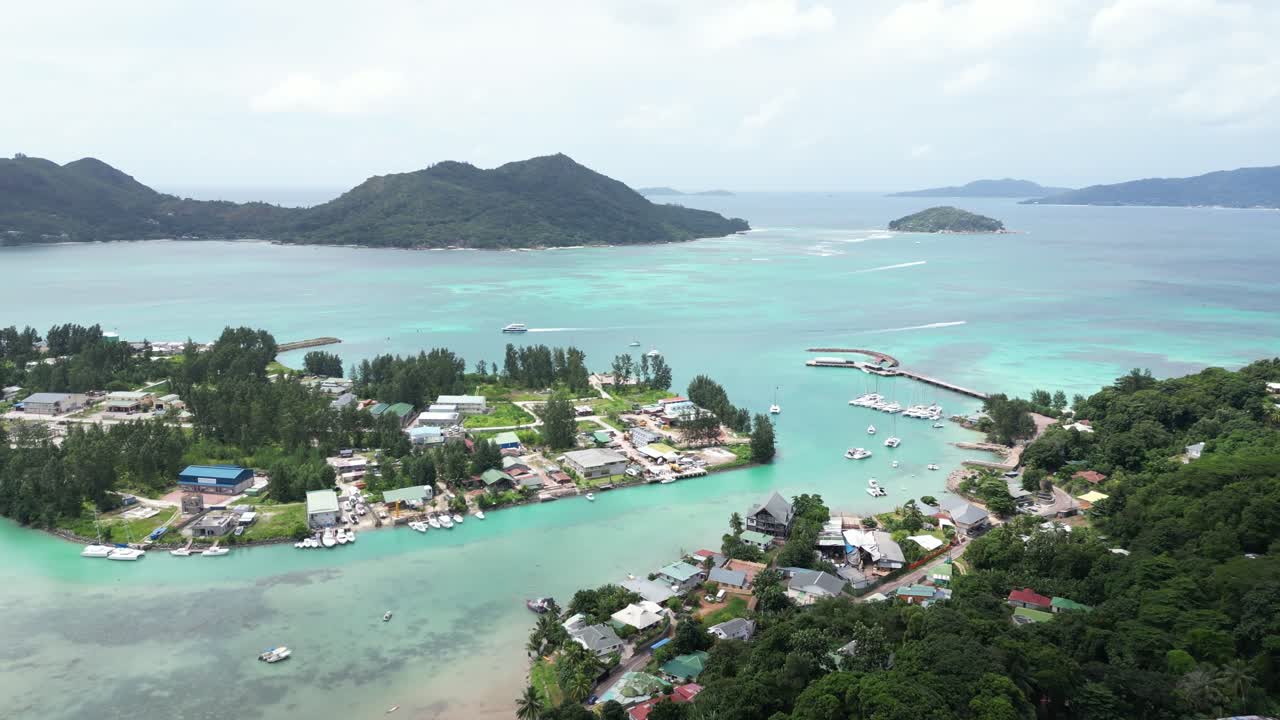 Aerial View of a Tropical Island Marina