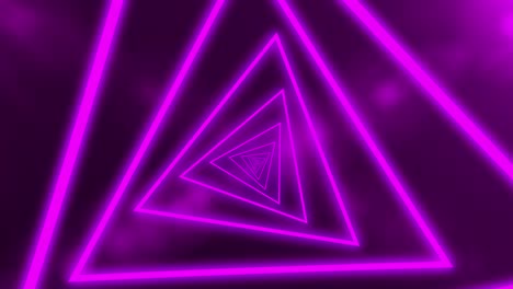 fondo abstracto con luces de neón triángulos, animación en bucle formando túnel. líneas púrpuras. animación cg renderización 3d
