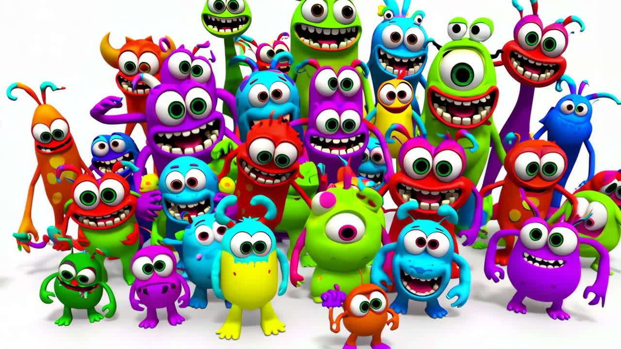 Collection of Colorful and Whimsical Cartoon Monsters