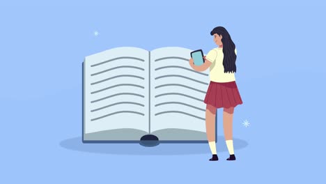 joven estudiante usando tableta y libro