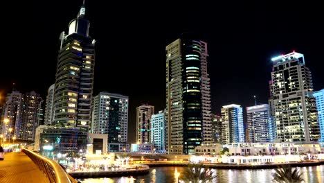 uhd 4k dubai marina night time lapse, united arab emirates