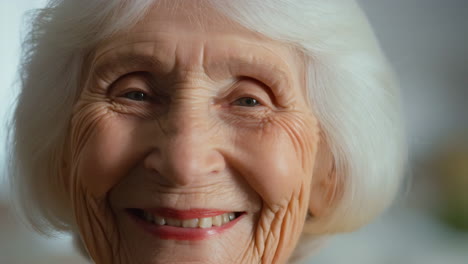 retrato en primer plano de una anciana sonriente