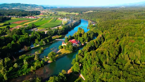 picturesque 4k drone footage of castle otočec in beautiful sunny light