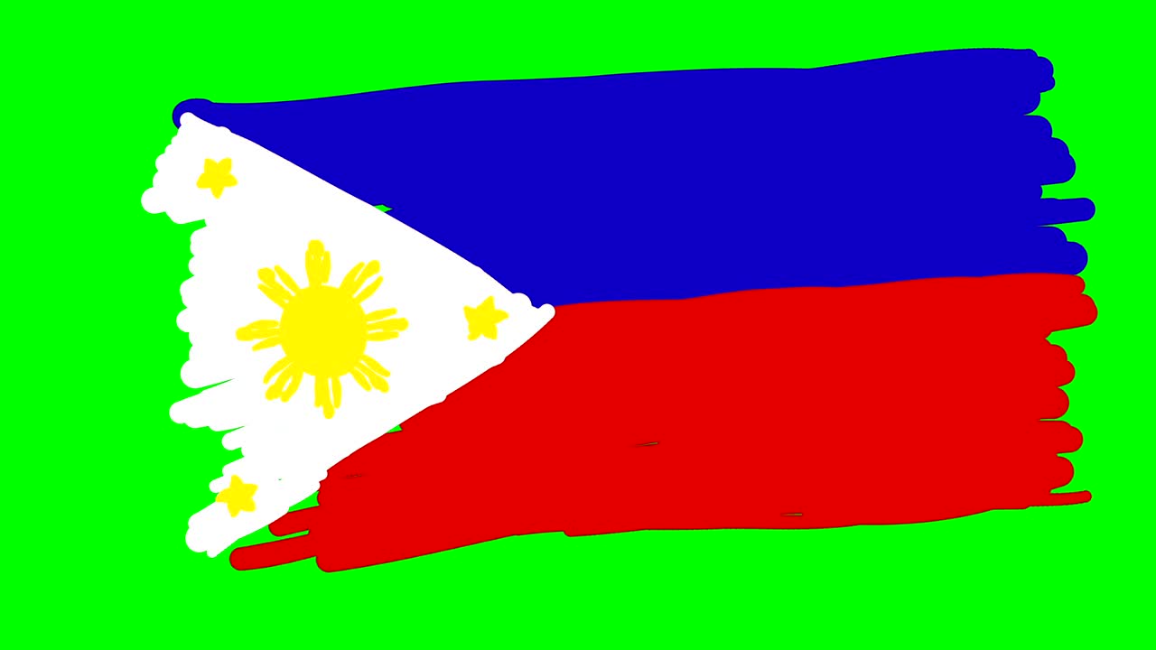 Philippines flag drawing on green screen isolated whiteboard
