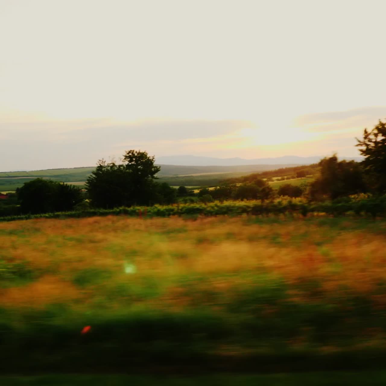 el campo de hungría visto desde la ventana de un automóvil en movimiento rápido 2