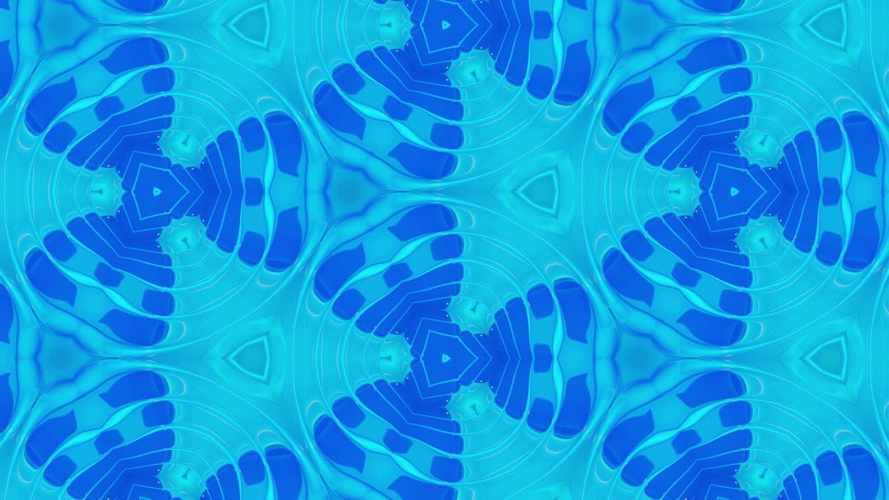 3d elegante abstracto en bucle bg como patrón simétrico ondulado como estructura caleidoscópica con ondas, vidrio líquido azul con hermosos colores de gradiente. 4k animado fluido colorido de moda