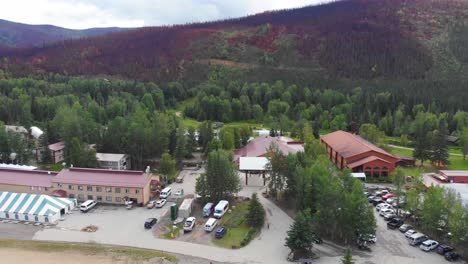 4k drone video of chena hot springs resort near fairbanks, alaska in summer