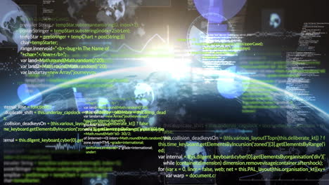 código de programación y procesamiento de datos animación sobre la tierra desde el espacio