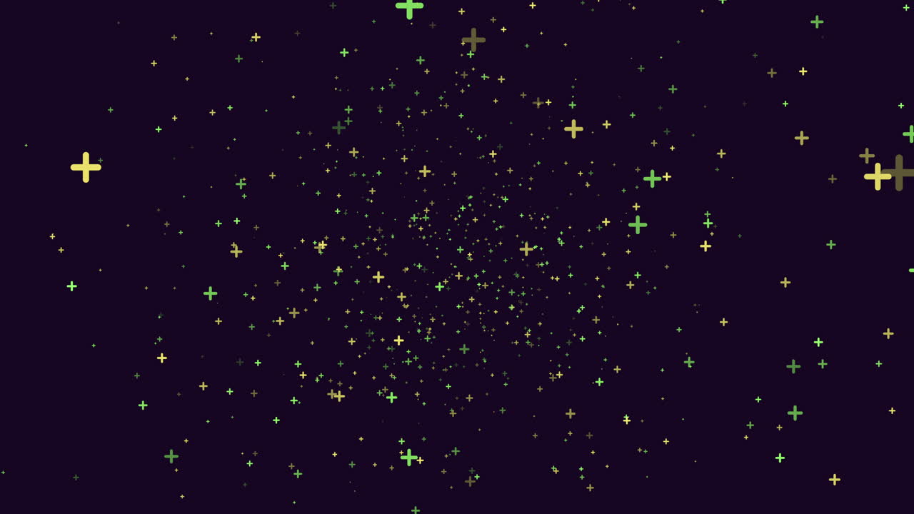 Flying random neon crosses in dark galaxy