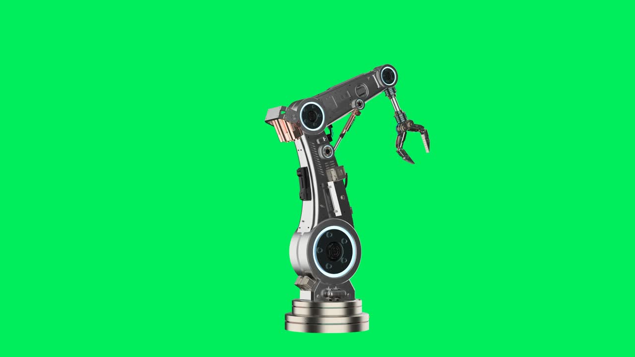 mano robótica o brazo robótico aislado en pantalla verde