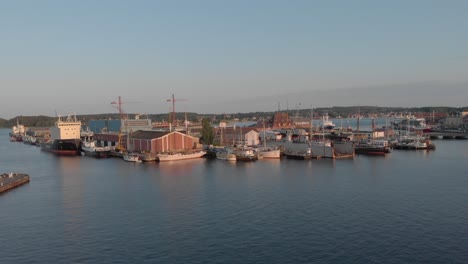 drone footage of a marine in svendborg, denmark