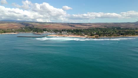 Aerial-View-Of-Boat-Harbor-At-Haleiwa-On-The-Island-of-Oahu-In-Hawaii,-United-States