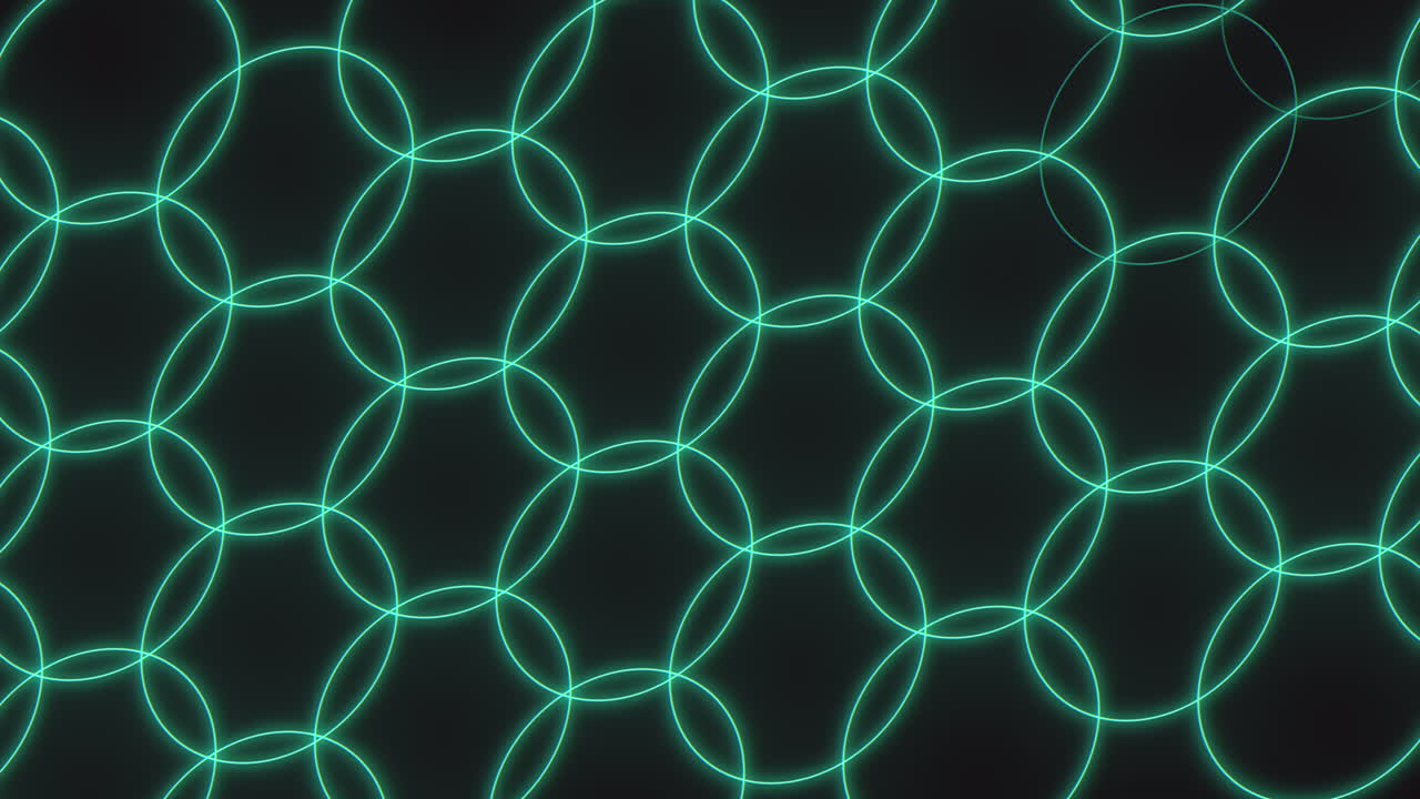 Green neon circles pattern on black gradient