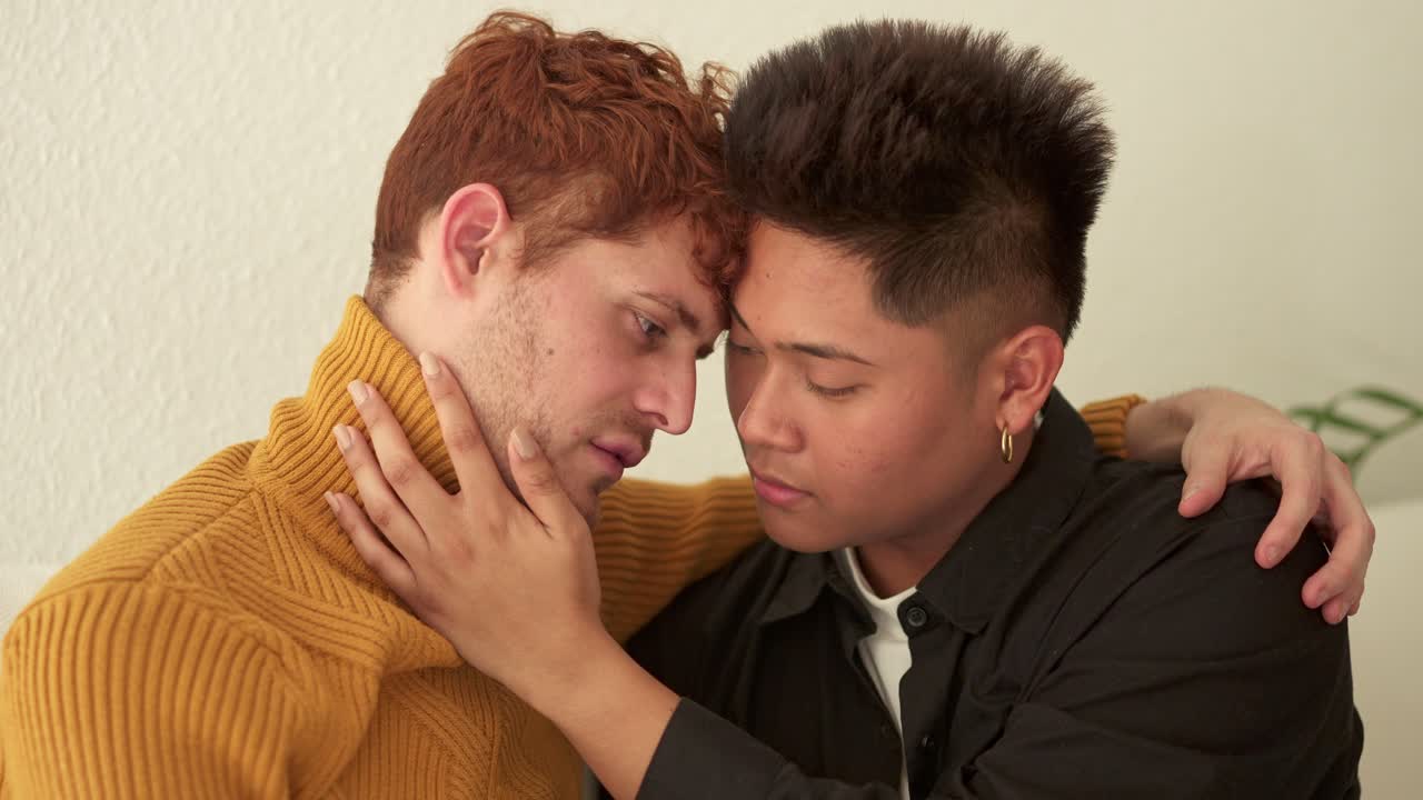 Two people sharing a tender moment of affection and comfort