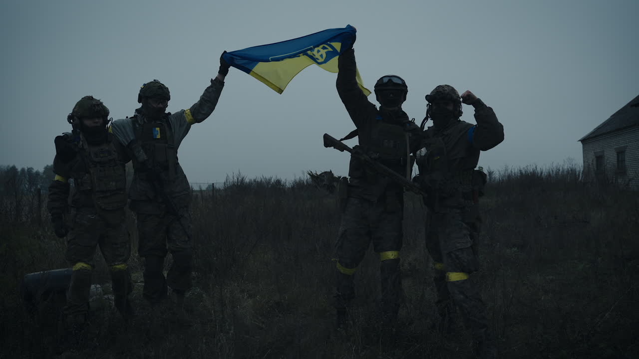 Ukrainian Soldiers Celebrating a Victory