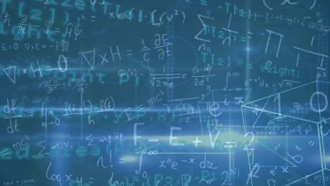 animación de luces, procesamiento de datos y fórmulas matemáticas en el espacio de la marina.