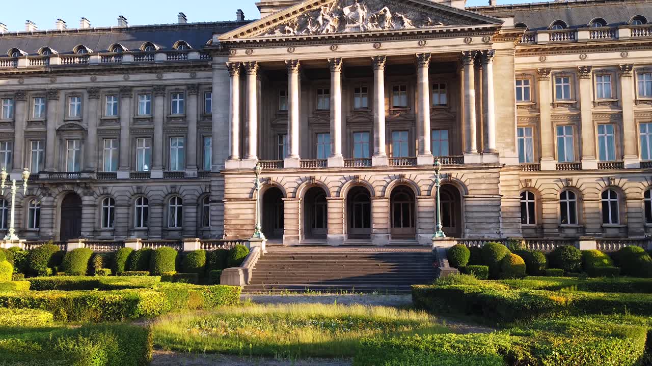 The facade of the Royal Palace of Brussels in Brussels, Belgium