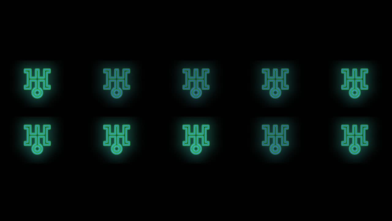 patrón de símbolo de japón azul neón en la noche