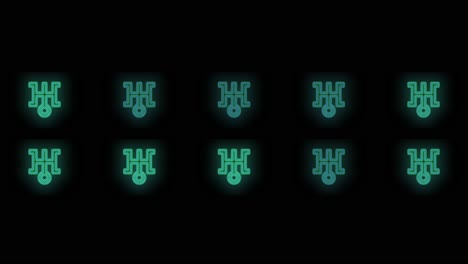 Neon blue Japan symbol pattern in night