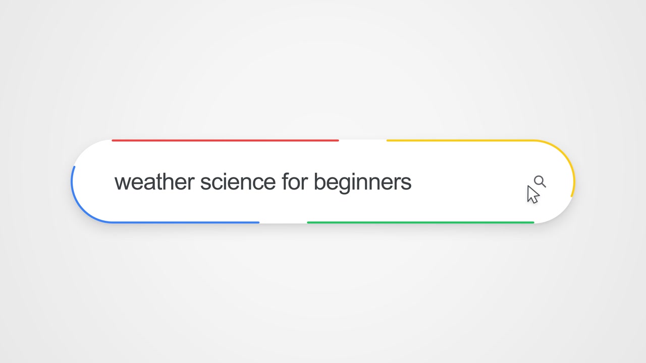Searching Weather Science Topics For Beginners On An Internet Search Engine Bar. Close-up Shot