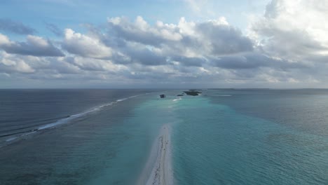 beautiful island seascape in the maldives, drone view