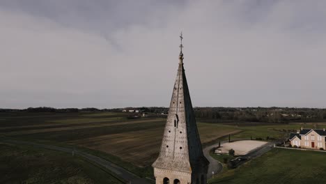 rural saint-vivien-de-blaye church spire, bordeaux, france