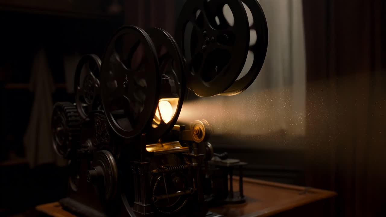 Vintage Film Projector in Operation
