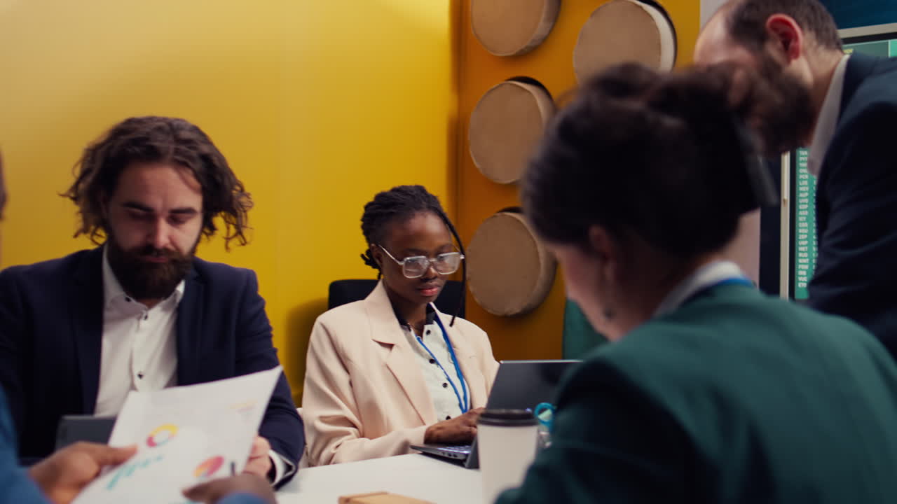 Business associates working together on a project in a boardroom