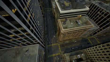 city streets at night reveal urban life and illuminated buildings from above