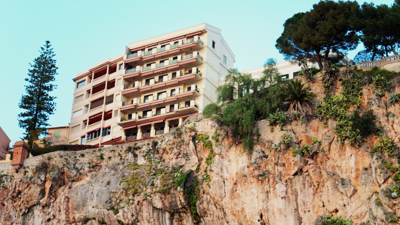 Distant view of the Prince's Palace of Monaco in daylight