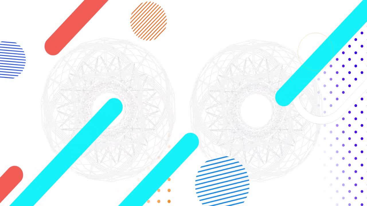 animación de formas sobre círculos sobre fondo blanco