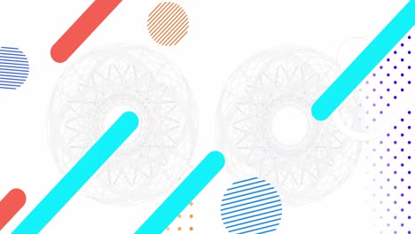 animación de formas sobre círculos sobre fondo blanco