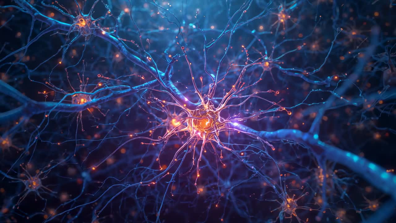 Starting central soma firing, sending pulses through dendrites in microscopic network, nodal points