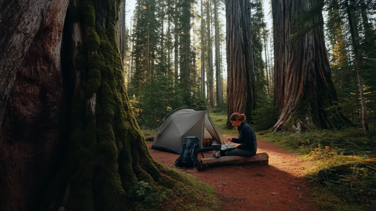 Solo Camping Adventure in a Giant Redwood Forest