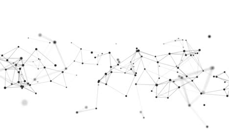distribución de líneas negras y puntos en espacio blanco. fondo digital de la conexión de la red de datos. renderización 3d. bucle sin costuras.
