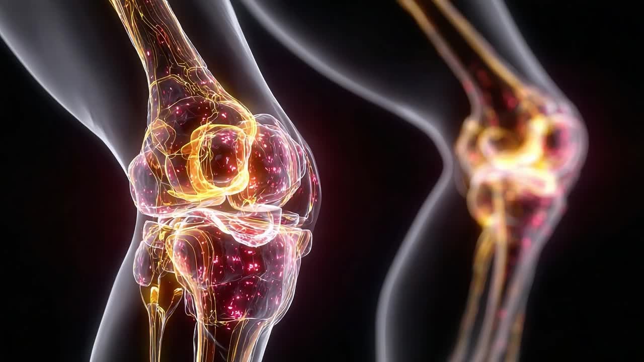 A Stunning Visual Representation of Human Knees Showcasing Intricate Joint Structures with Luminous Elements Illustrating Mobility and Connection in the Body
