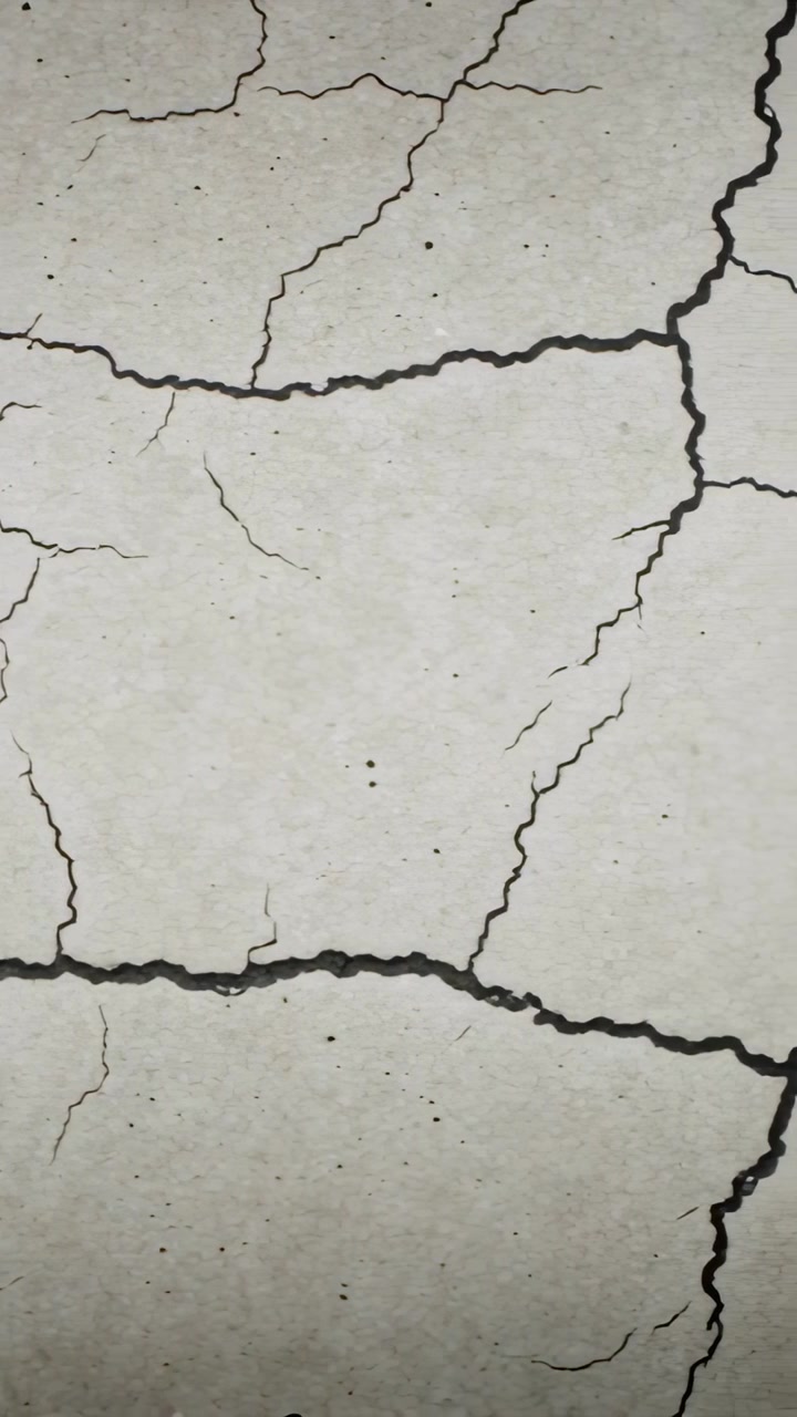 Vertical video: Sliding camera down over cracked surface close-up, revealing horizontal fissures